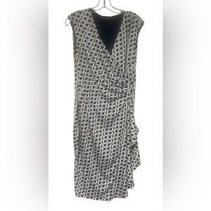 Peach Velvet Sleeveless Wrap Ruched Geometric Sheath Dress Sz14 Stretch